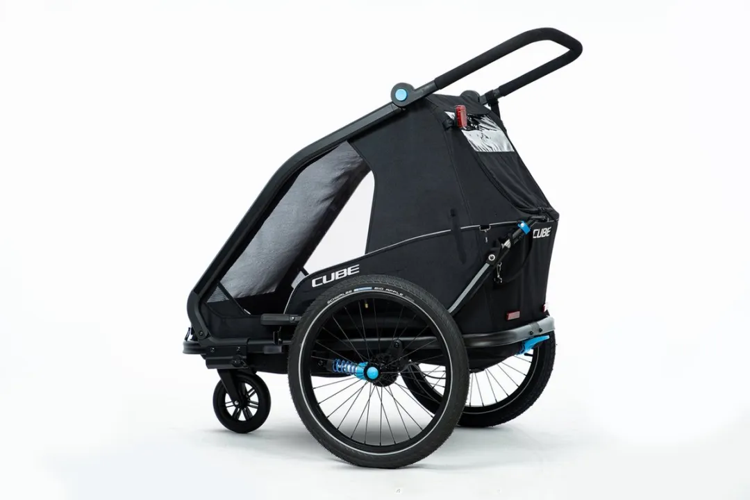 Cube Double CMPT-Trailer - Fietsaanhanger & Kinderwagen 2 persoons - 70L - Zwart