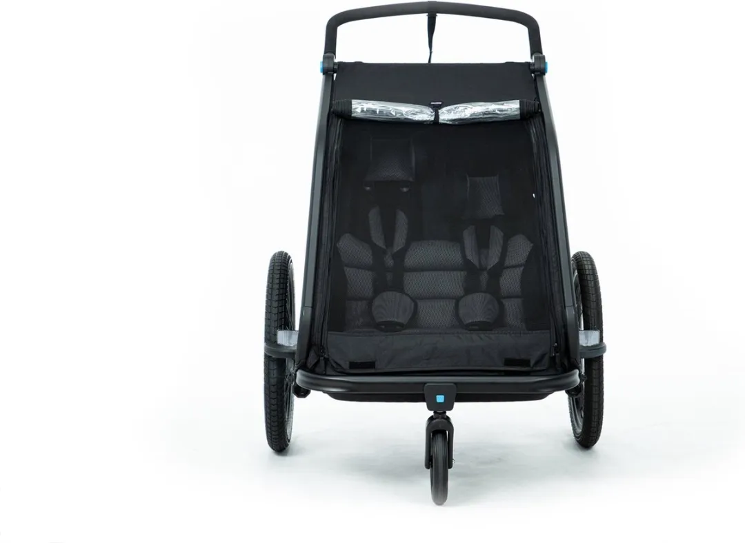 Cube Double CMPT-Trailer - Fietsaanhanger & Kinderwagen 2 persoons - 70L - Zwart