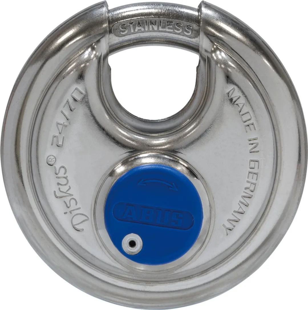 ABUS Discushangslot - 70mm - RVS - met blauwe beschermkap (Verpakt in blister)