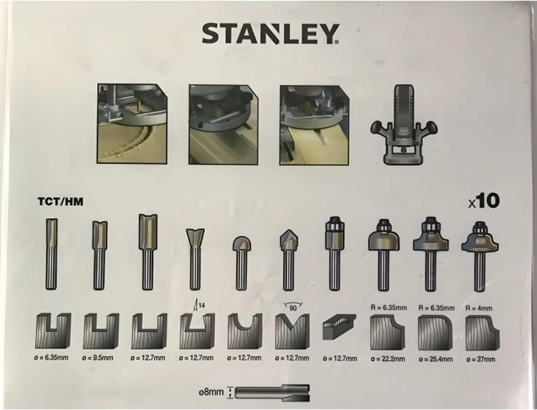 Stanley Serie Frees Set 10-delig 8mm TCT/HM