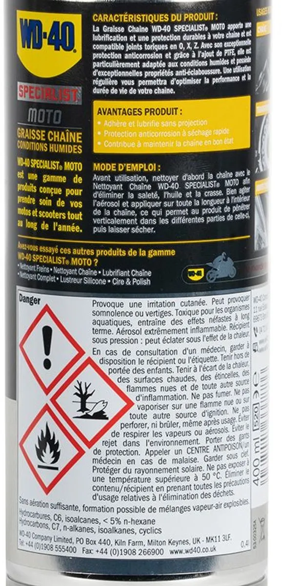 WD-40 Kettingvet 400ml - Blauw/Rood/Zilver