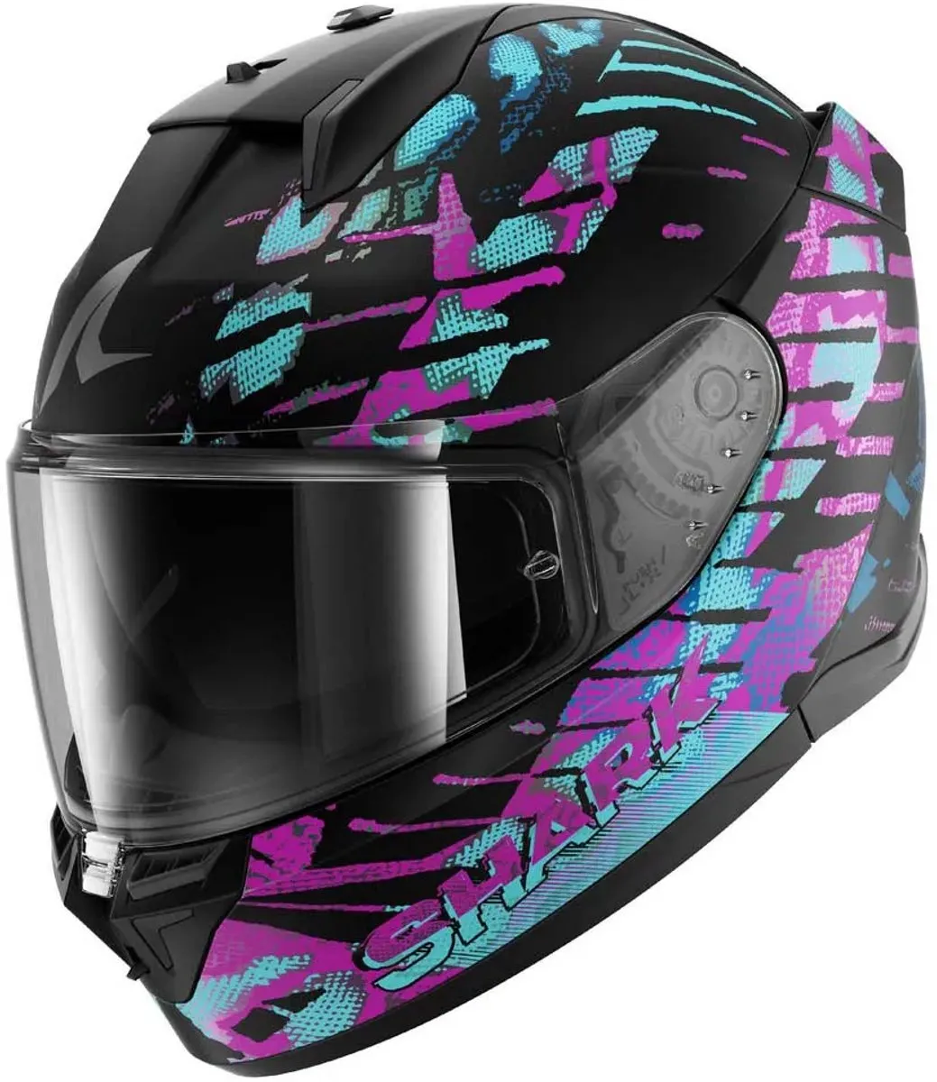 Shark D-Skwal 3 Reptile Helm - S - Zwart/Turquoise/Paars - afbeelding 6 van 6