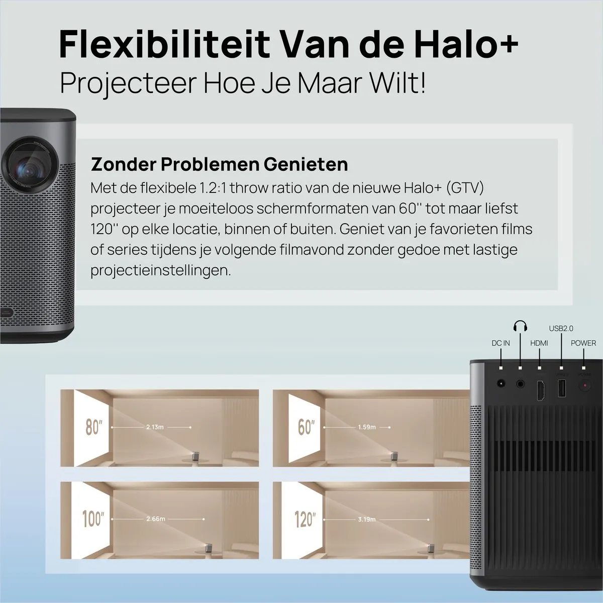 XGIMI Halo+ Smart Projector - 700 ISO Lumen - Lichtgrijs
