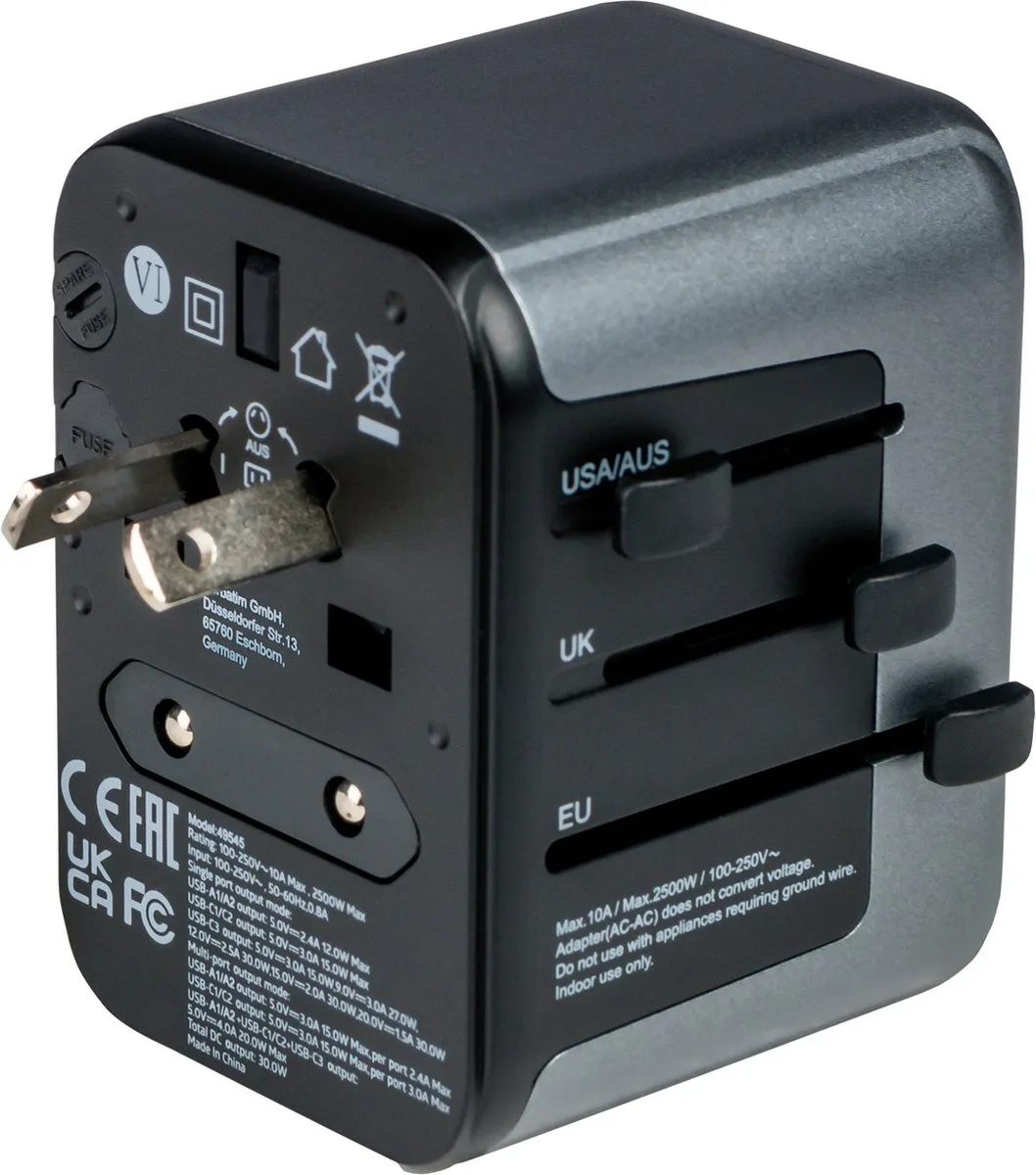 Verbatim 49545 Reisstekker UTA-03 PD30W - 5x USB - Type A/B/C/D/E/F/G/H/I/J/K/L/M/N/O