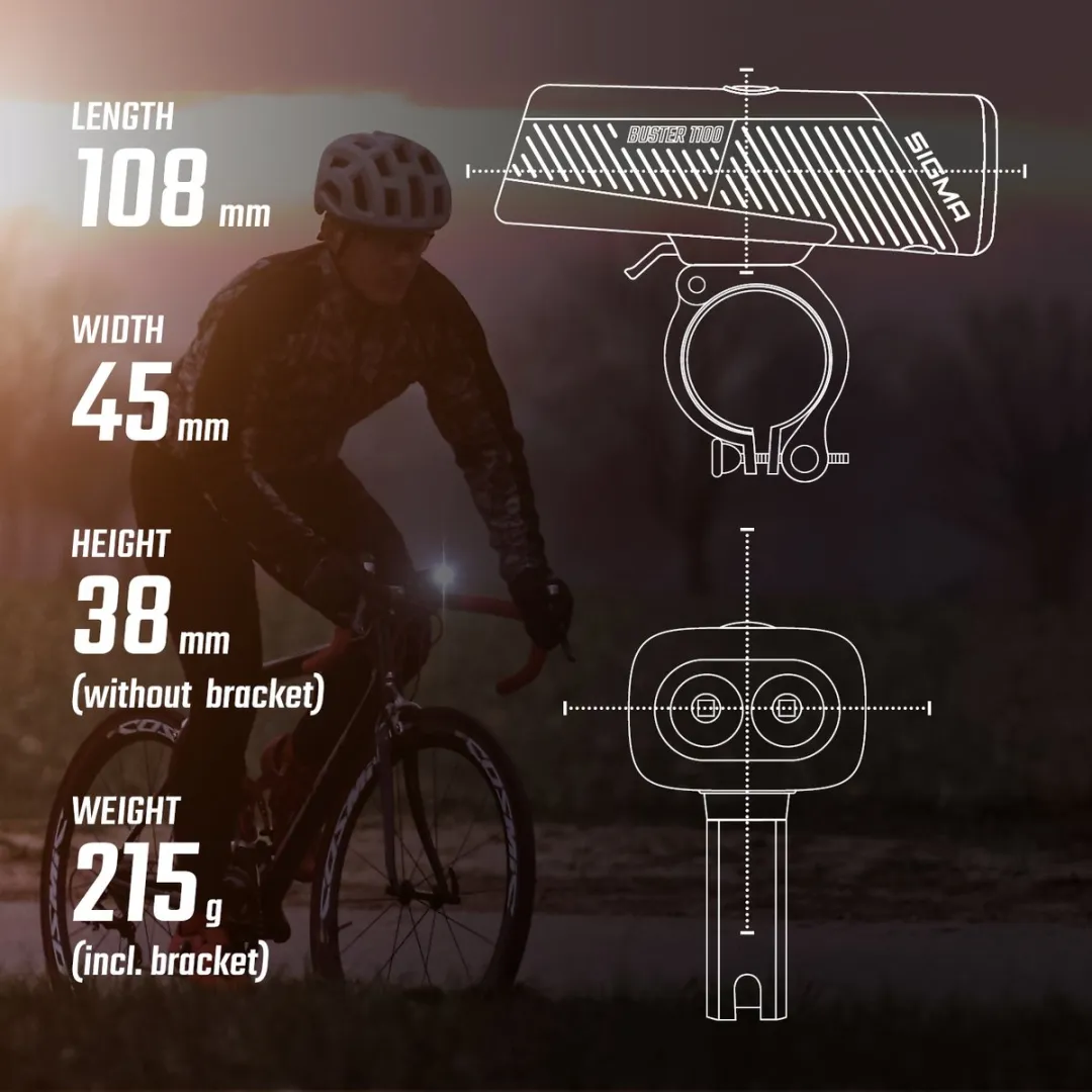 Sigma BUSTER 1100 USB LED Fietslamp - 1100 Lumen - Zwart