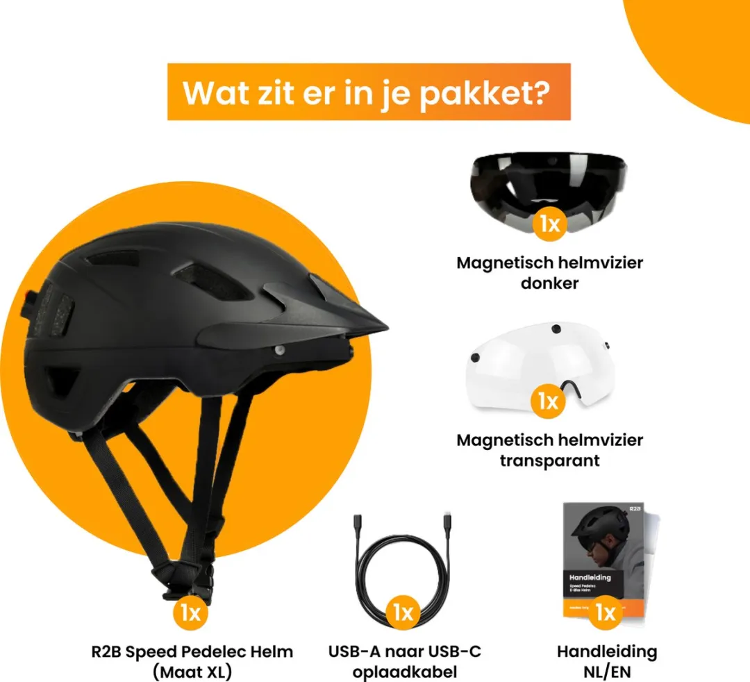 R2B Speed Pedelec Helm XL - Zwart - LED Verlichting