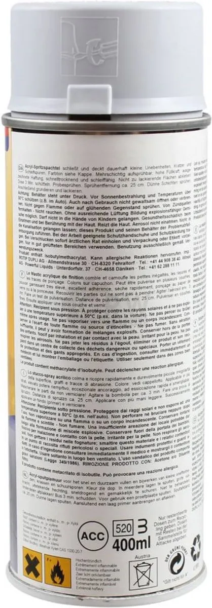 Presto Spuitplamuur Grijs 400ml - Hoogvullend