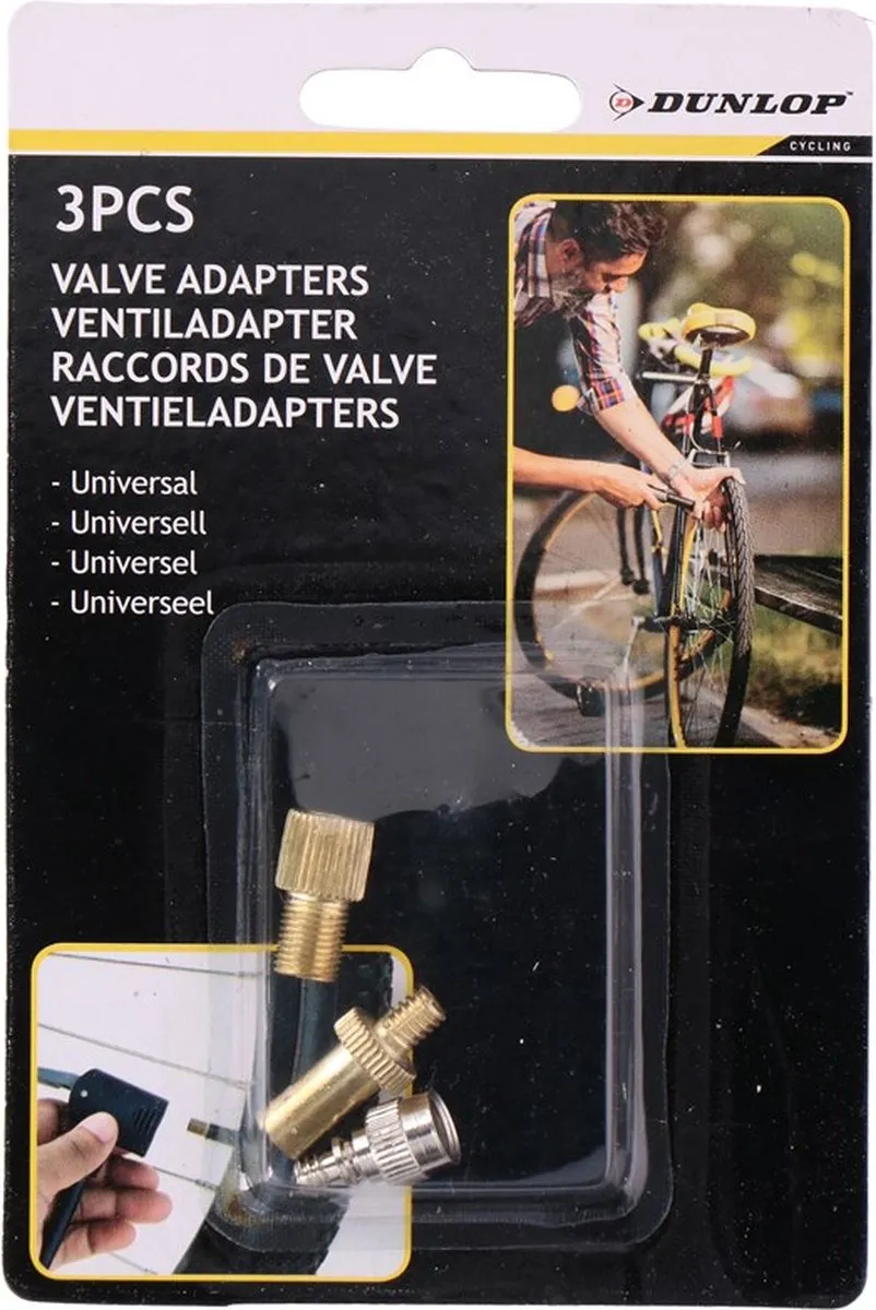 Dunlop Ventieladapters 3-delig - Fietspomp - Goud