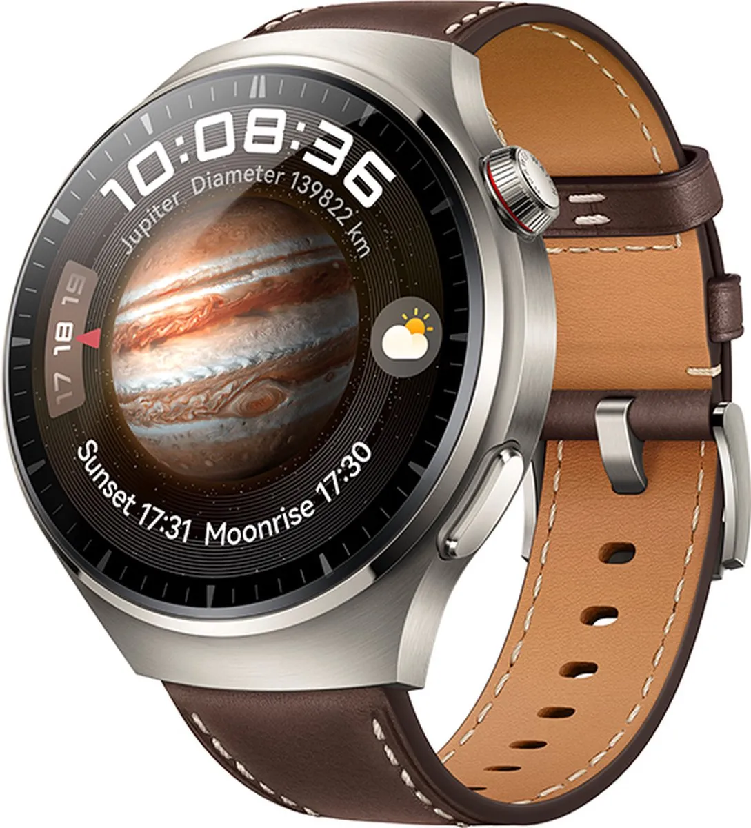 Huawei Watch 4 Pro Classic - 47mm - Bruin Leder - Titanium