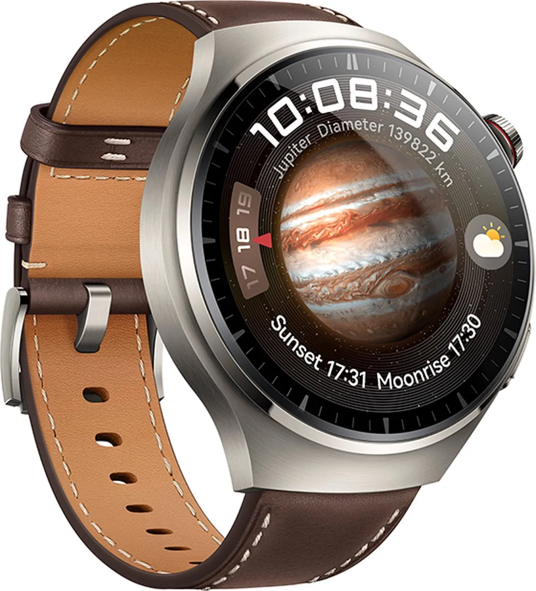 Huawei Watch 4 Pro Classic - 47mm - Bruin Leder - Titanium