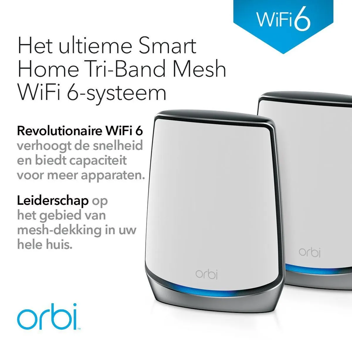 NETGEAR Orbi RBK852 - Mesh Wifi - WiFi Versterker - WiFi 6 - Tri-Band - 2-pack