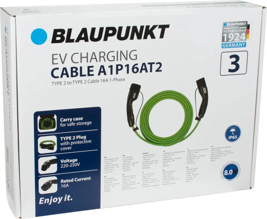 Blaupunkt Laadkabel Elektrische Auto A1P16AT2 - 3.7kW - 8m - Groen