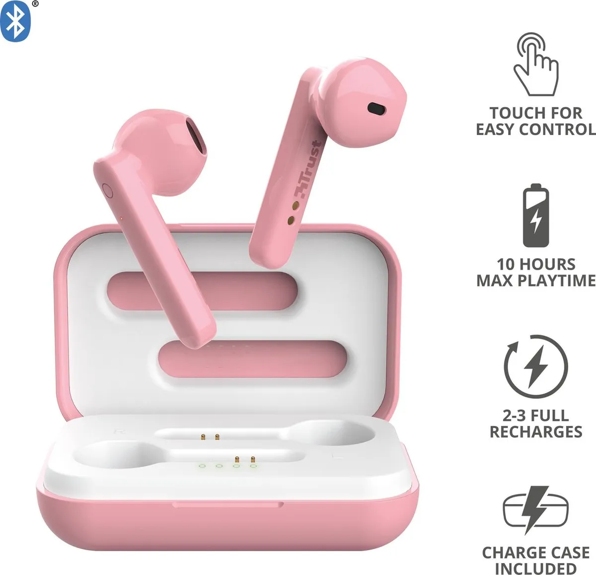 Trust Primo Touch 23782 Draadloze Oordopjes - Roze