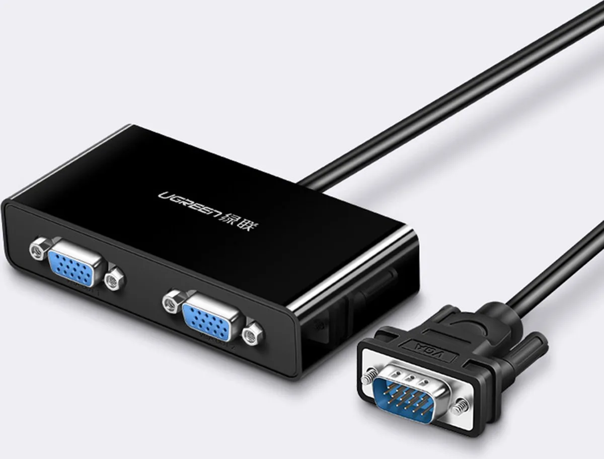 UGREEN VGA Splitter Kabel M naar 2V - Zwart