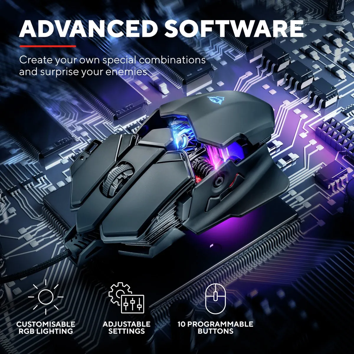 Trust GXT 138 X-Ray Gamingmuis - 10 Knoppen - Zwart