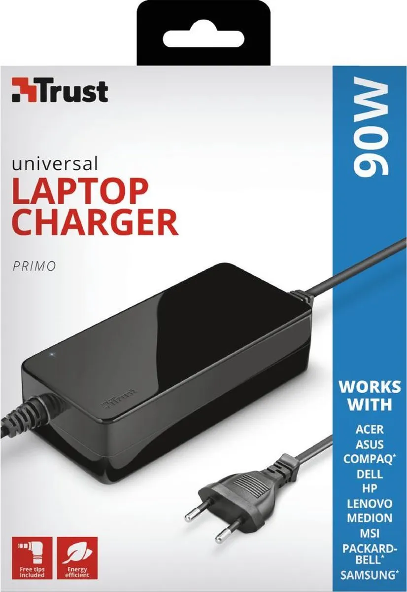Trust Primo 90W-19V Laptop Lader 22142 - Blauw - afbeelding 6 van 6