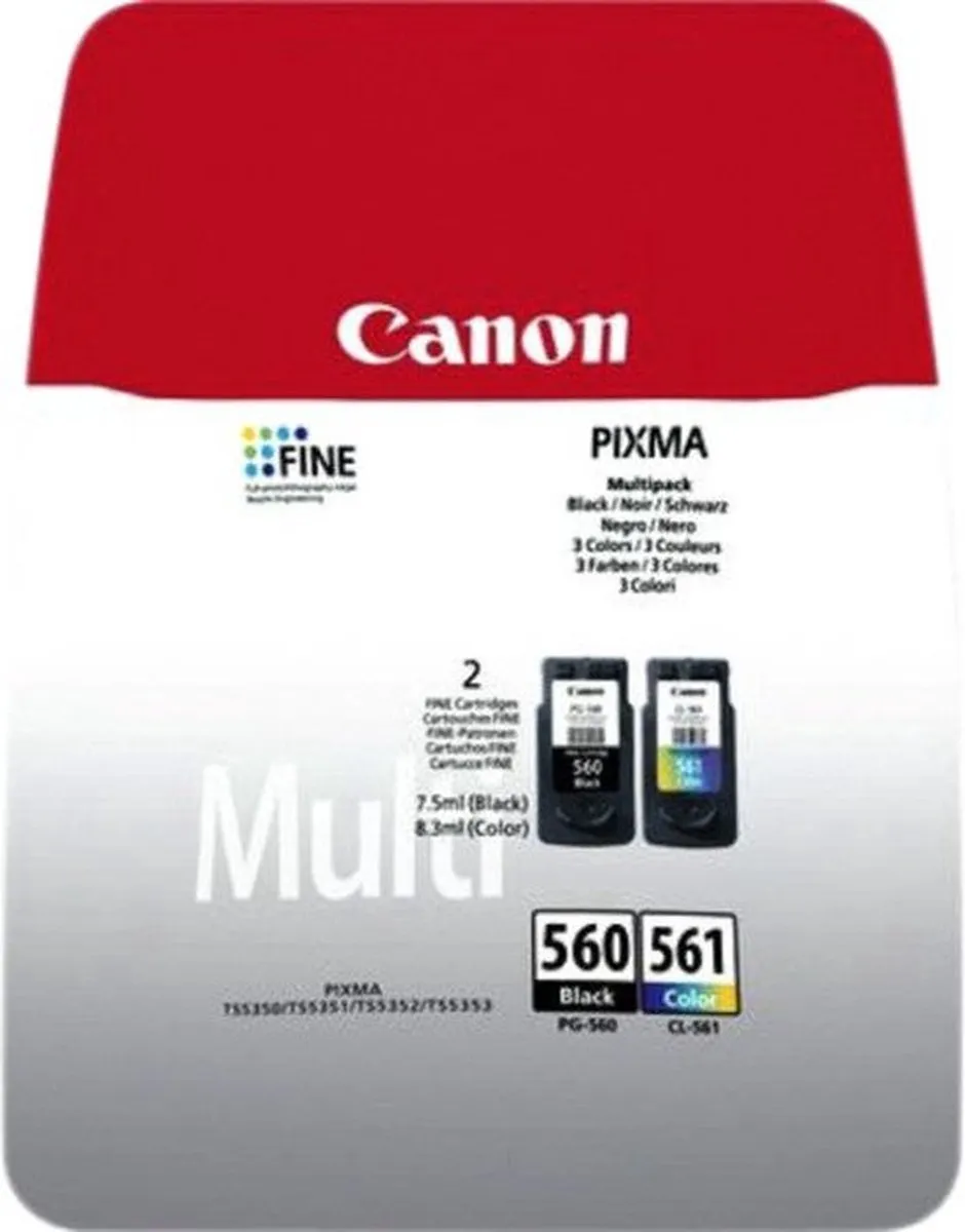 Canon PG-560/CL-561 Inktcartridge - 2 Stuks - Zwart/Cyaan/Magenta/Geel