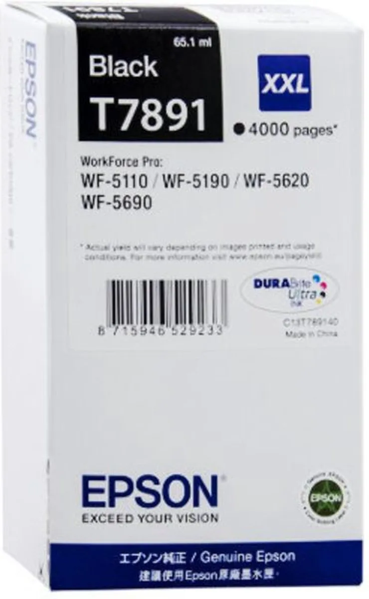 Epson T7891XXL Inktcartridge - 4000 pagina's - Zwart
