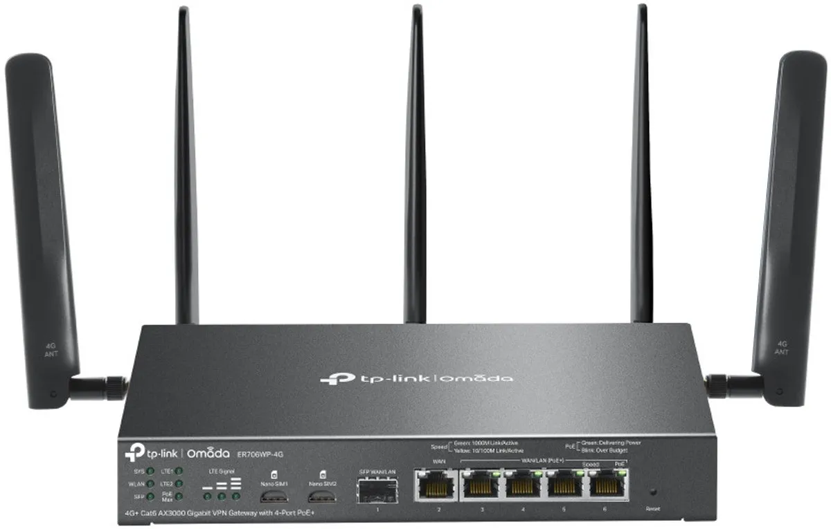 TP-Link ER706WP-4G Dual-Band Router - 4x Gigabit - Zwart