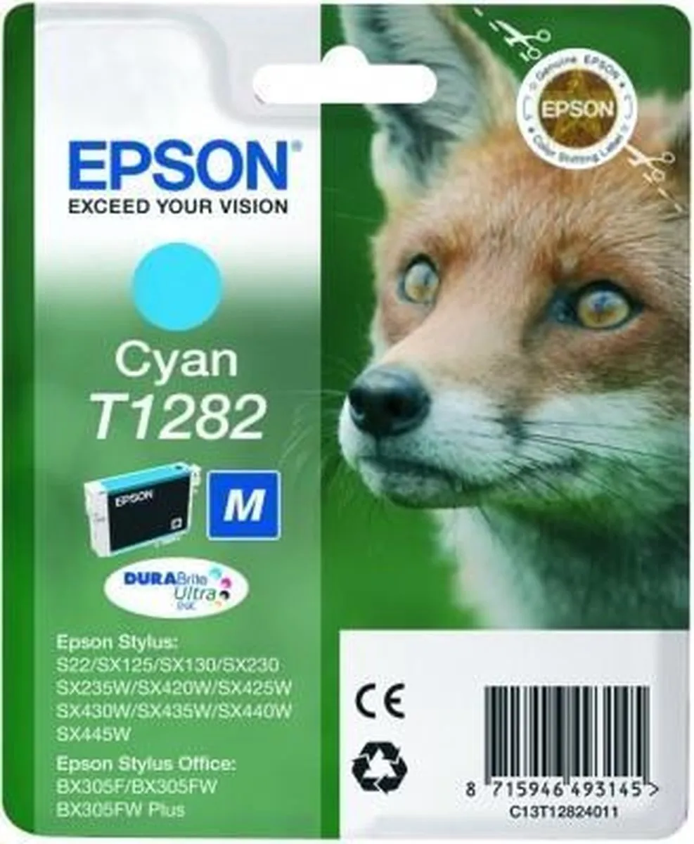 Epson T12824011 C13T12824020 Cyaan Inktcartridge - 3ml