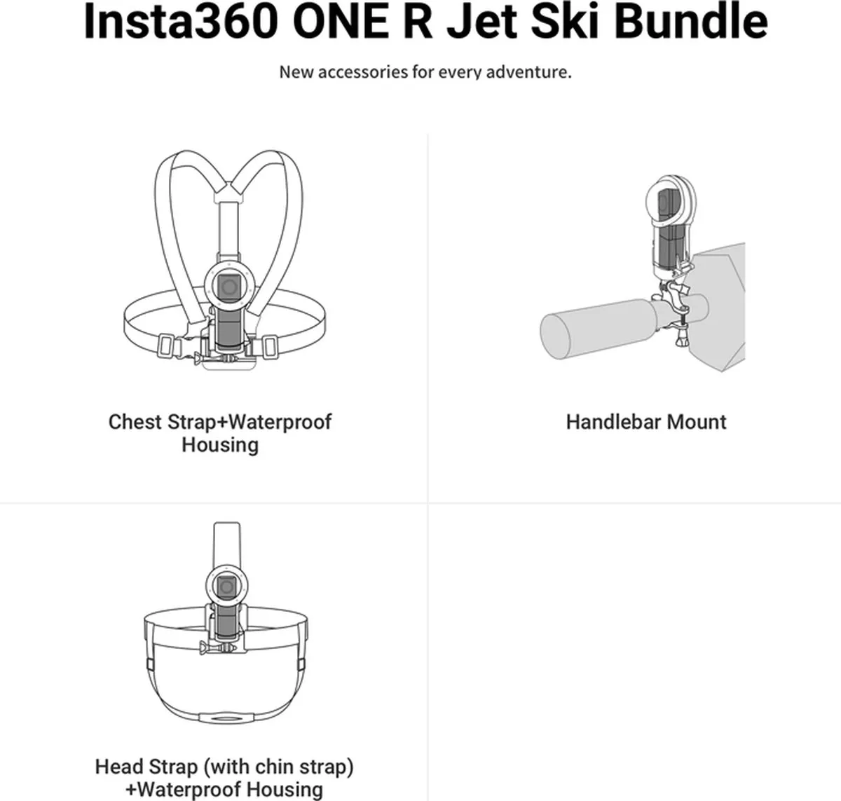 Insta360 Jet Ski DPTWSSC/A Bundel - Hoofdband & Mounts - Zwart