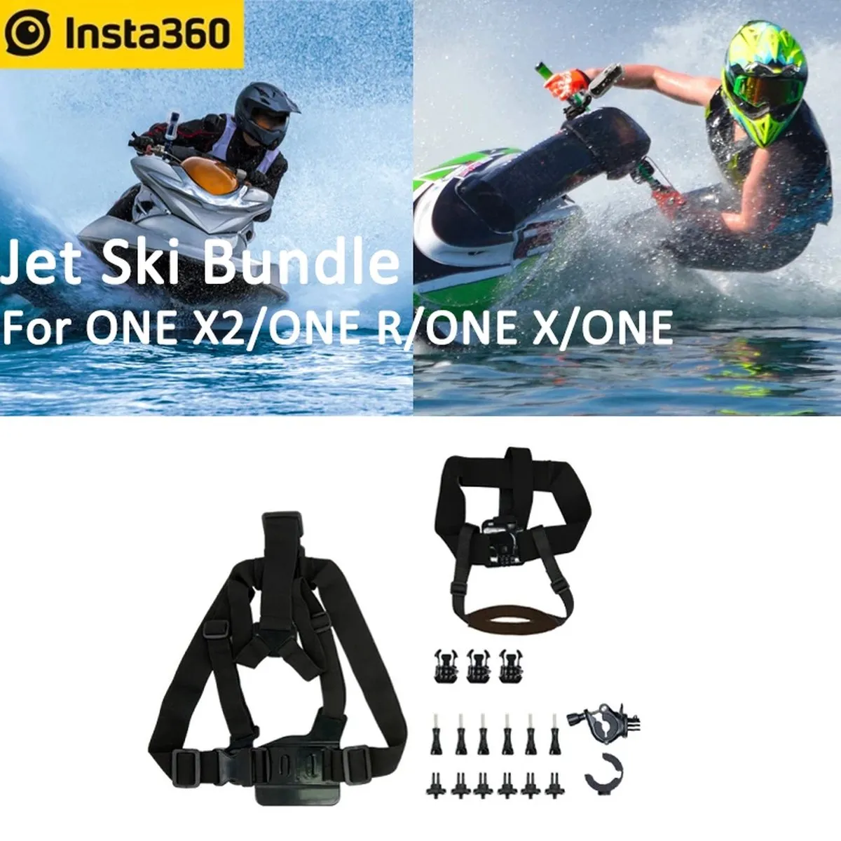 Insta360 Jet Ski DPTWSSC/A Bundel - Hoofdband & Mounts - Zwart