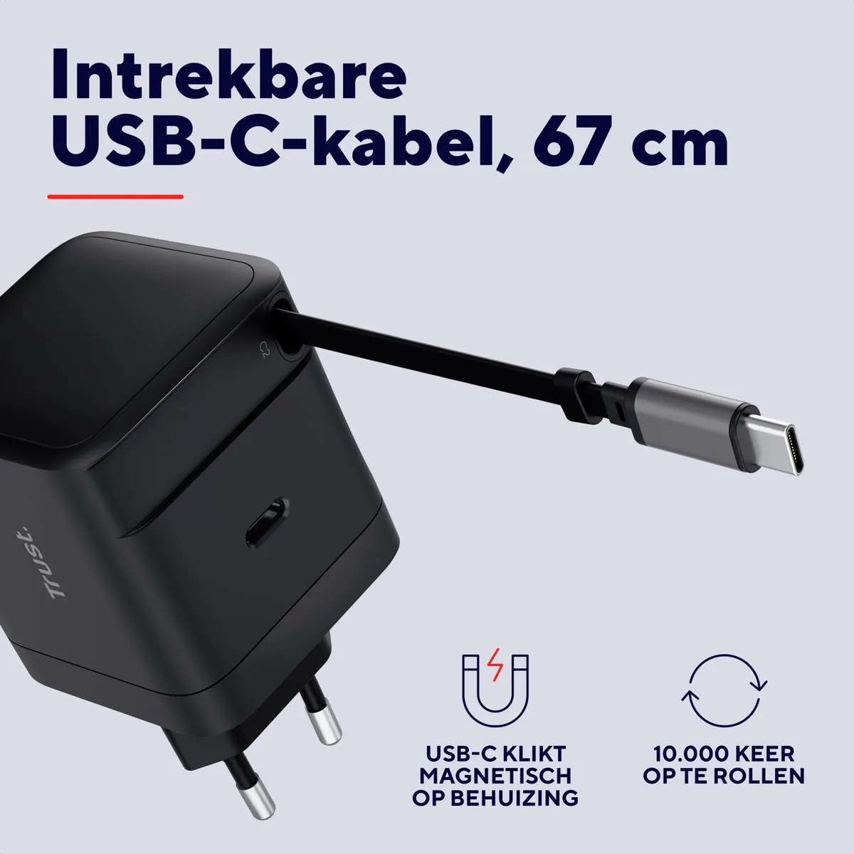 Trust Maxo 65W GaN USB-C Oplader 25805 - Zwart