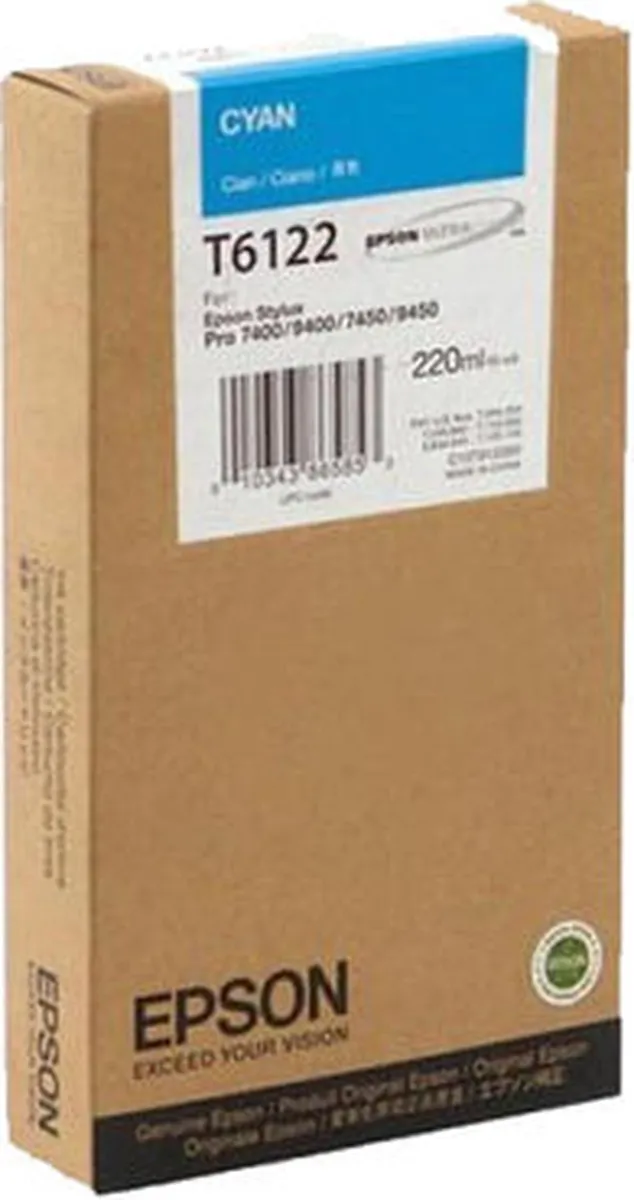 Epson T6122 Cyaan Inktcartridge - 220ml