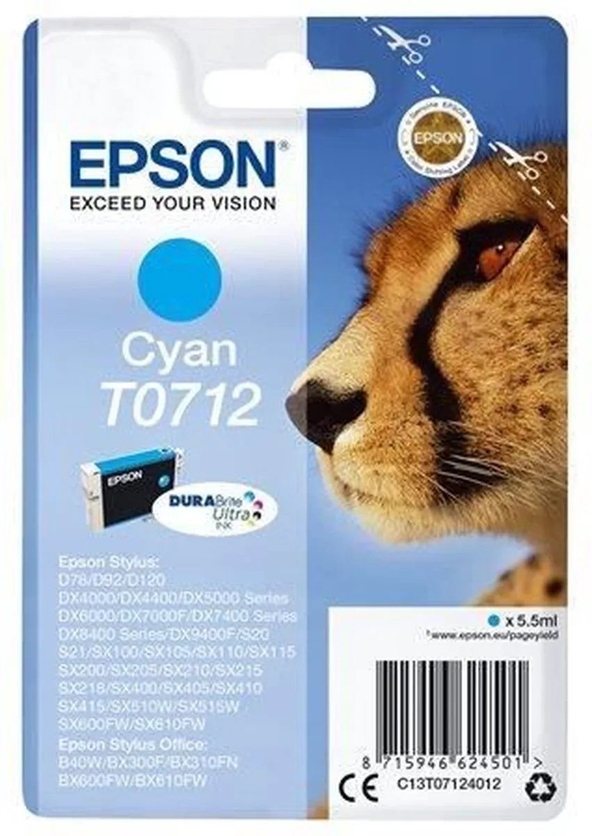 Epson T0712 Cyaan Inktcartridge - 5,5ml