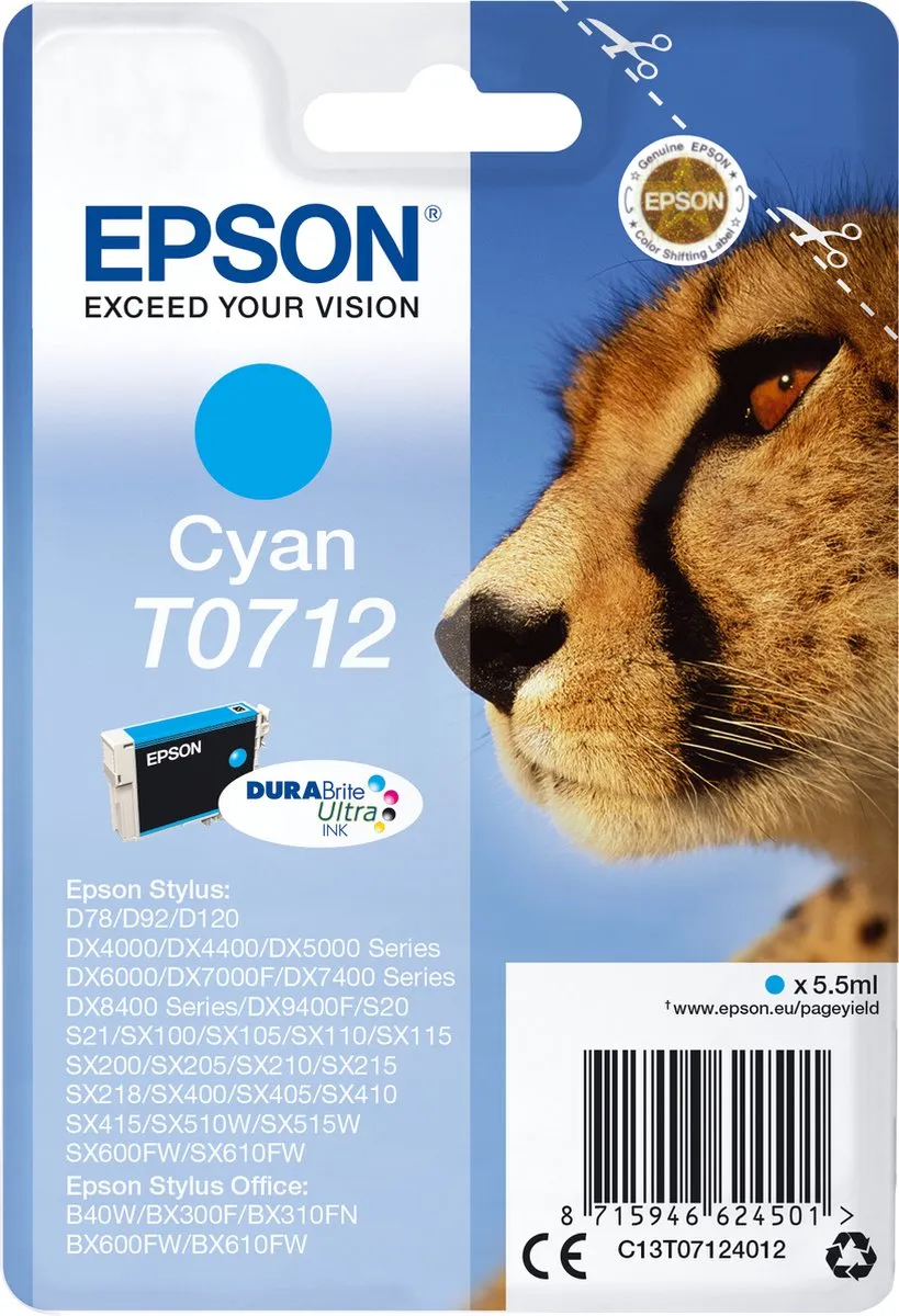 Epson T0712 Cyaan Inktcartridge - 5,5ml