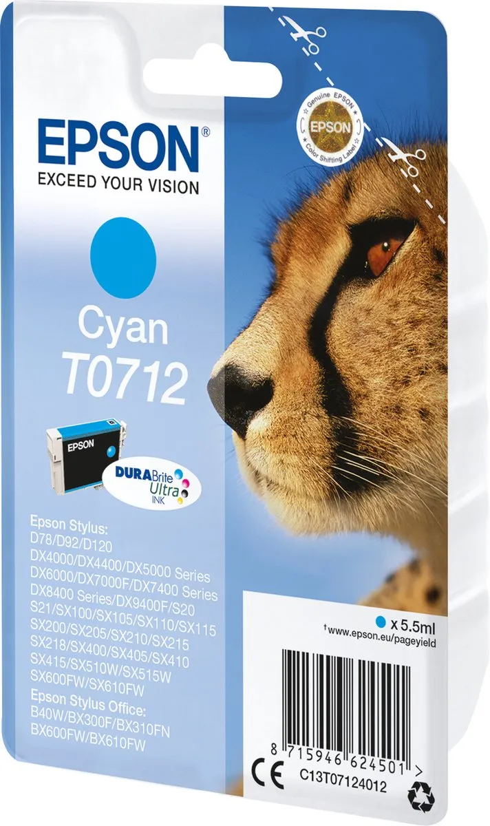 Epson T0712 Cyaan Inktcartridge - 5,5ml