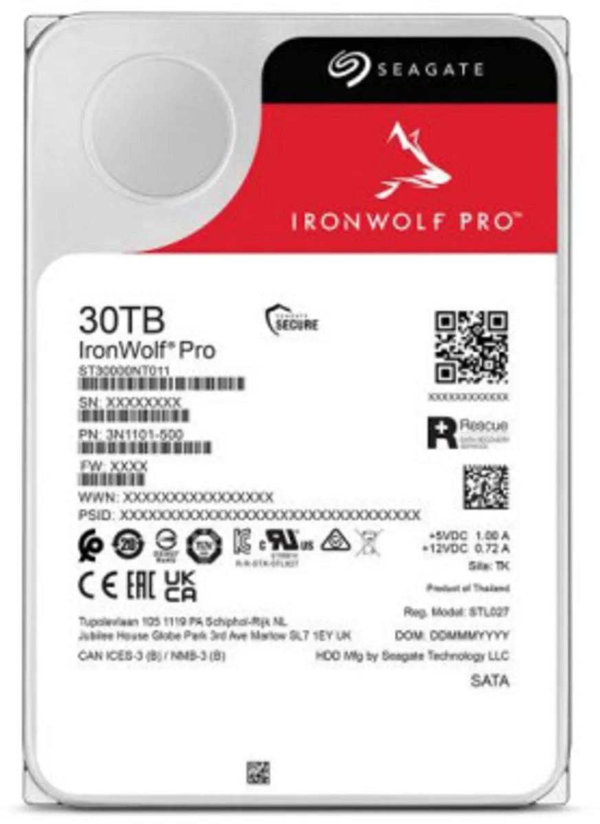 Seagate IronWolf Pro ST30000NT011 30TB NAS HDD - 7200 RPM