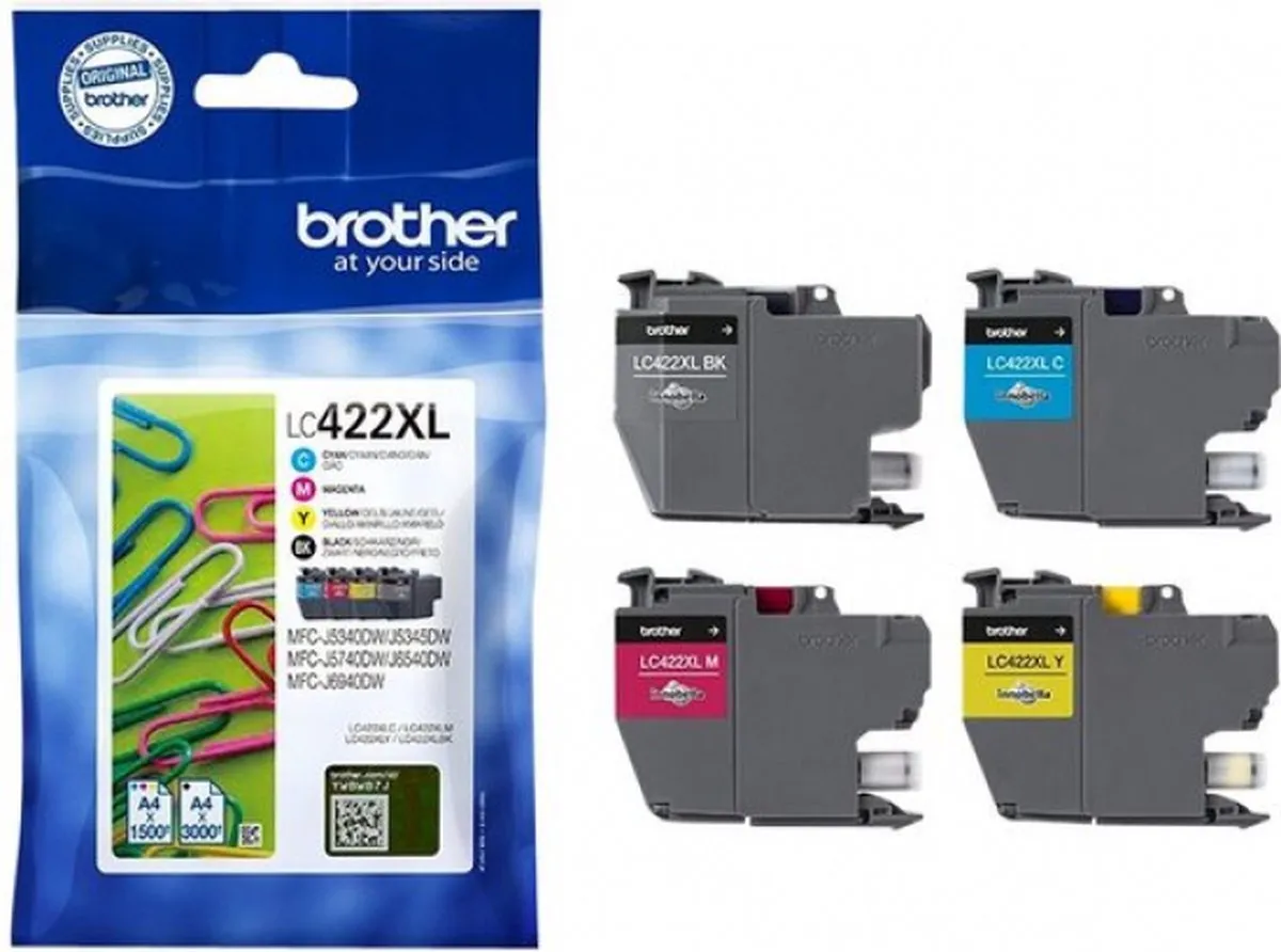Brother LC422XLVALDR Inktcartridge - 4 Stuks (XL) Zwart/Cyaan/Magenta/Geel