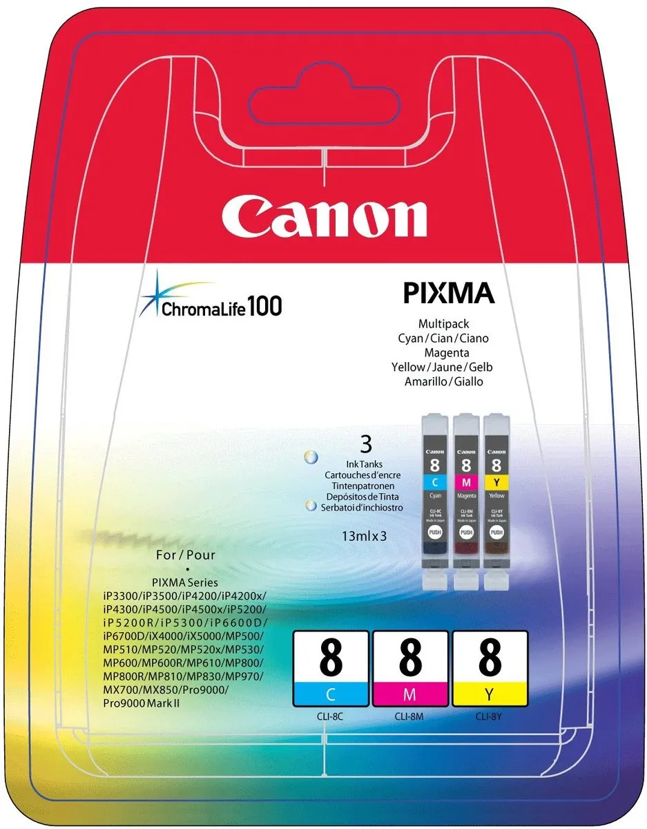 Canon CLI-8CMY Inktcartridge - 13ml - Cyaan/Magenta/Geel