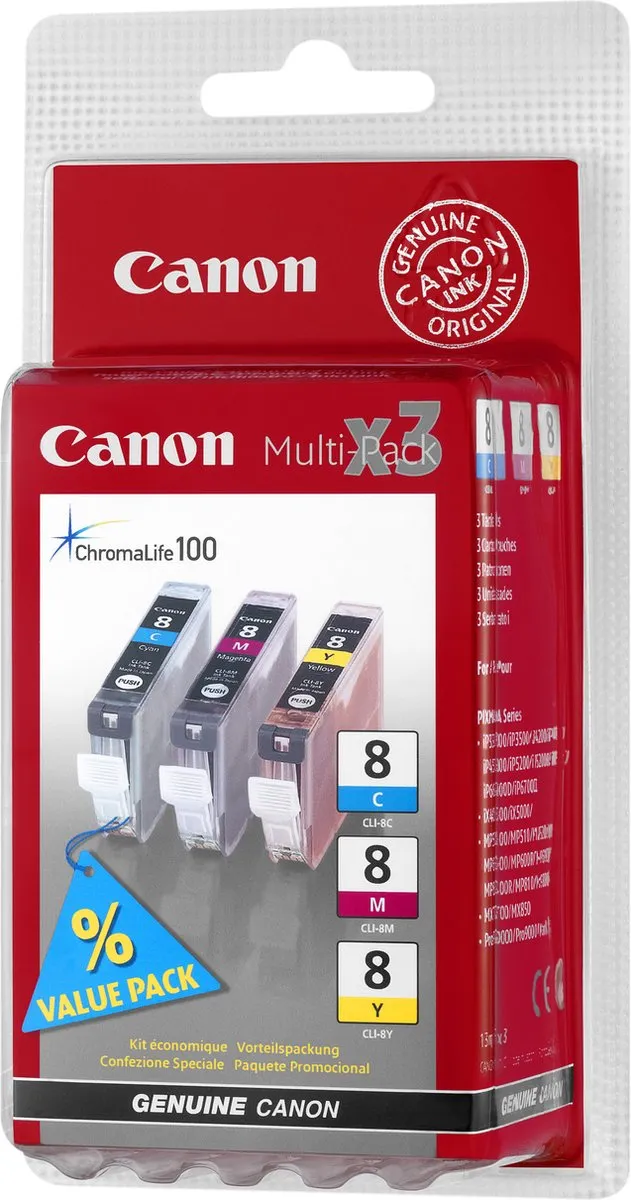 Canon CLI-8CMY Inktcartridge - 13ml - Cyaan/Magenta/Geel