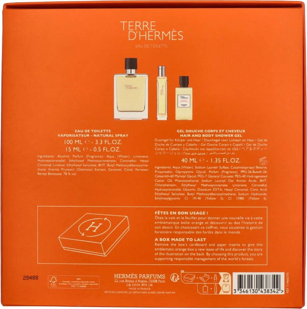 Hermès Terre d’Hermès Geschenkset - EDT 100ml + Douchegel 50ml + Tasspray 15ml
