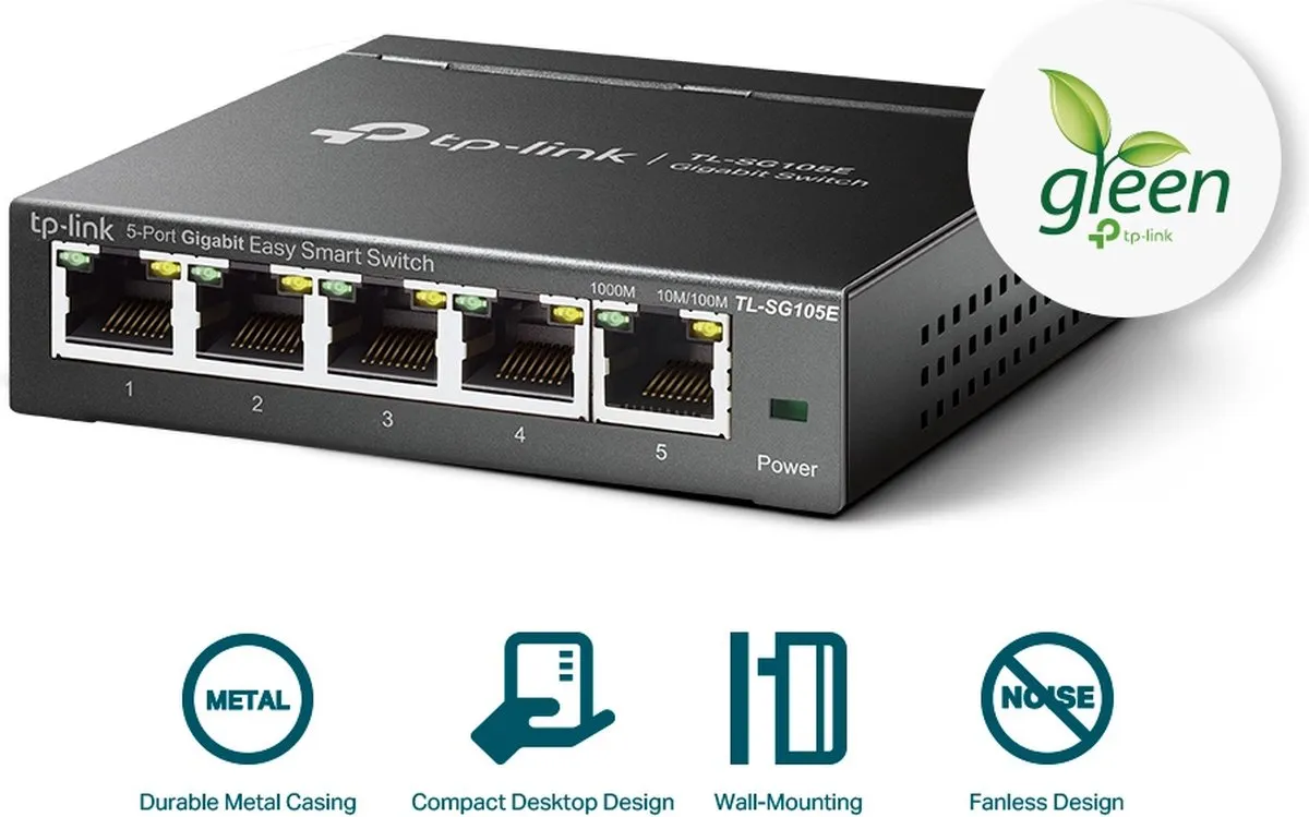 TP-Link TL-SG105E - Netwerk Switch - Smart managed - 5 poorten