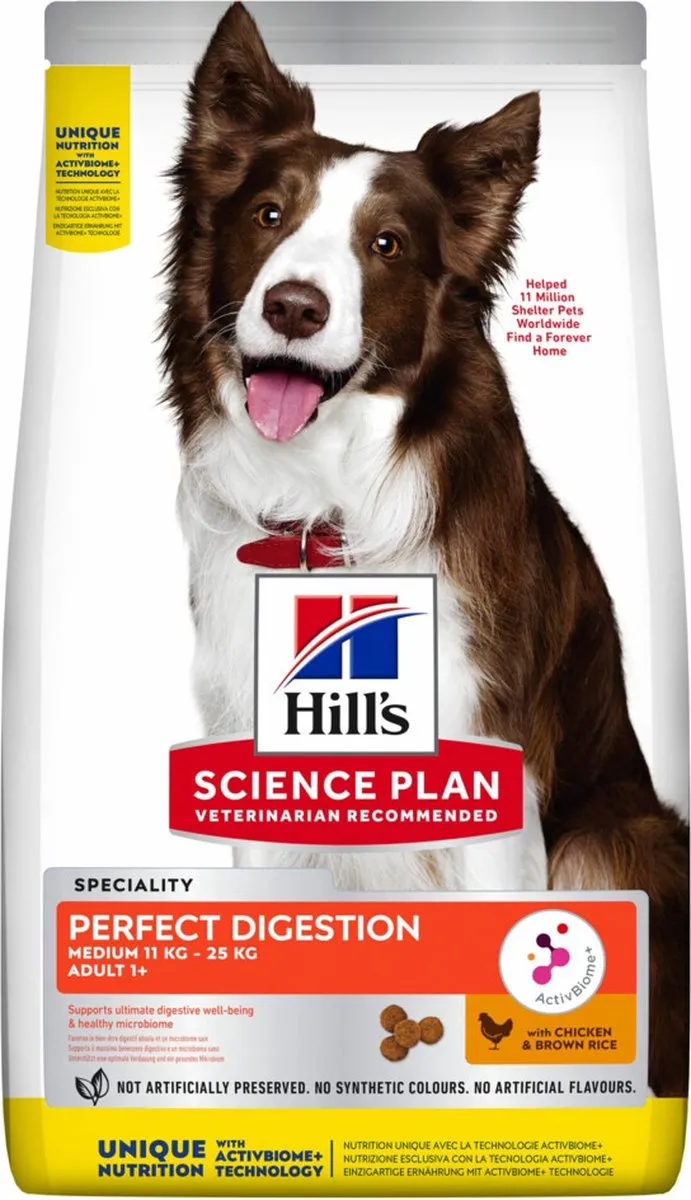 Hill's Science Plan Perfect Digestion Medium Adult 1+ Kip & Bruine Rijst 2,5kg