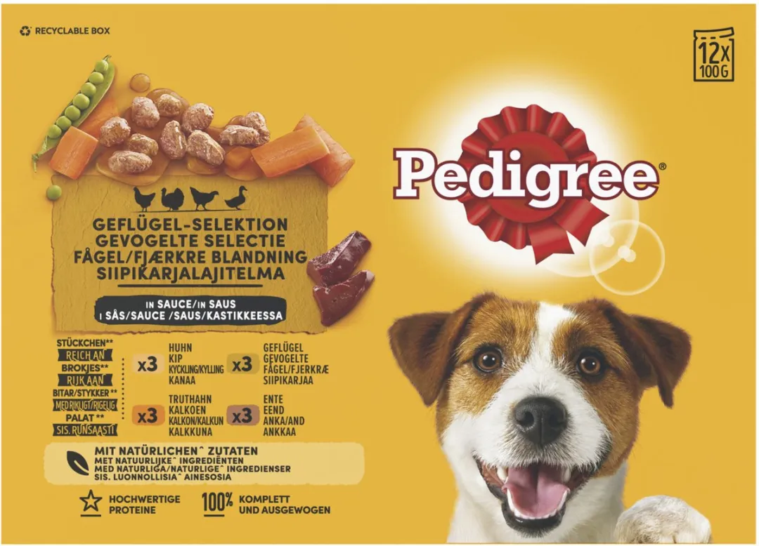 Pedigree Adult Hondenvoer in Saus Gevogelte - 48 Stuks (12x100g)