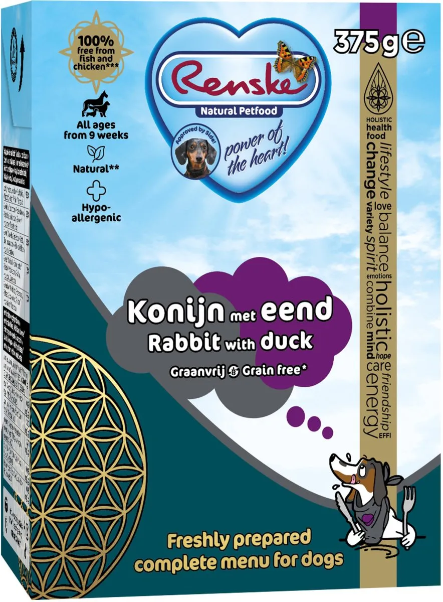 Renske Vers Graanvrij Hondenvoer Konijn & Eend 375g