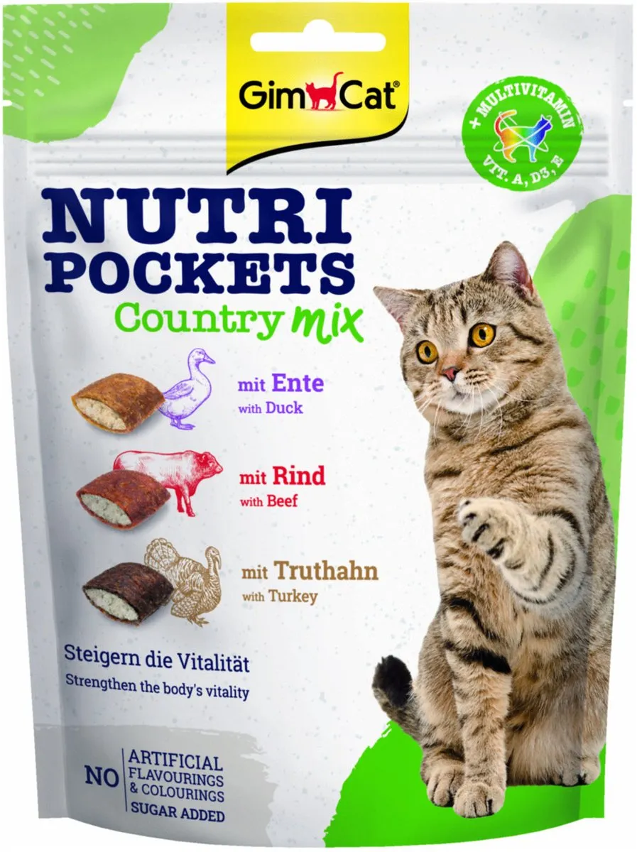 GimCat Nutri Pockets Kattensnacks - 150g - Eend/Rund/Kalkoen - afbeelding 6 van 6