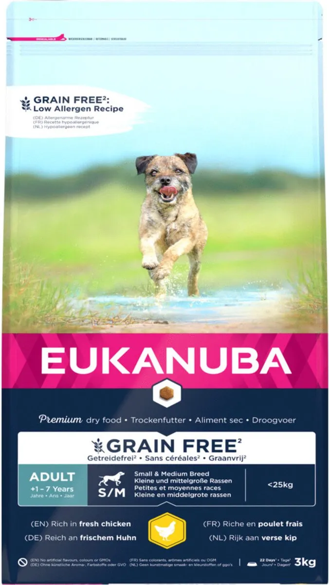 Eukanuba Adult Small Medium Grain Free Kip Hondenvoer 12kg