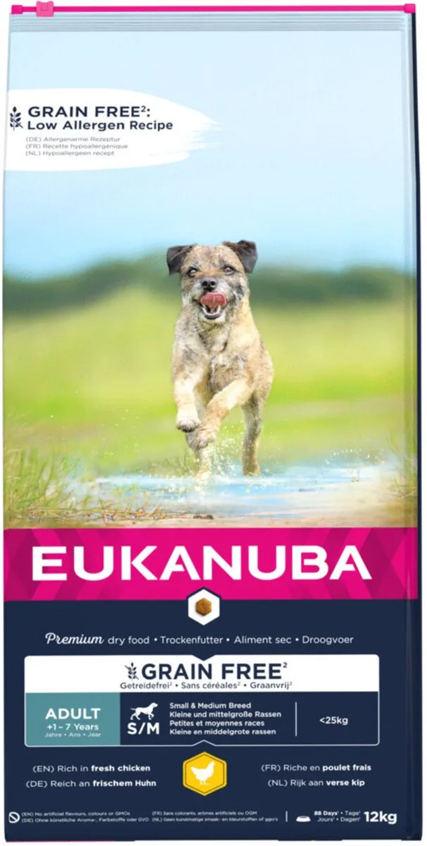 Eukanuba Adult Small Medium Grain Free Kip Hondenvoer 12kg
