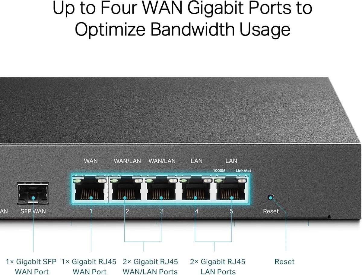 TP-Link TL-ER7206 VPN Router - 4x WAN 4x 10G LAN - Zwart