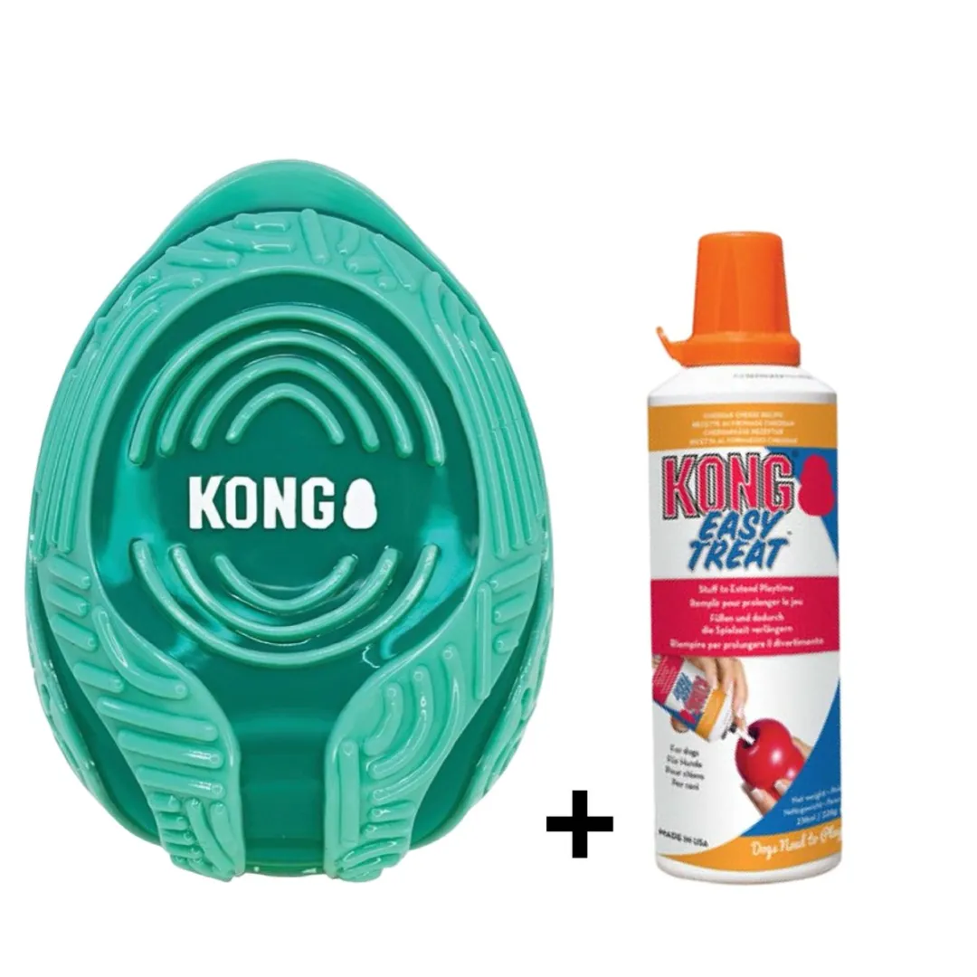KONG Licks Rewards Groen 11.5cm + Easy Treat Cheddar 226g