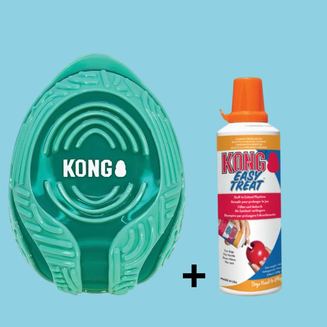 KONG Licks Rewards Groen 11.5cm + Easy Treat Cheddar 226g