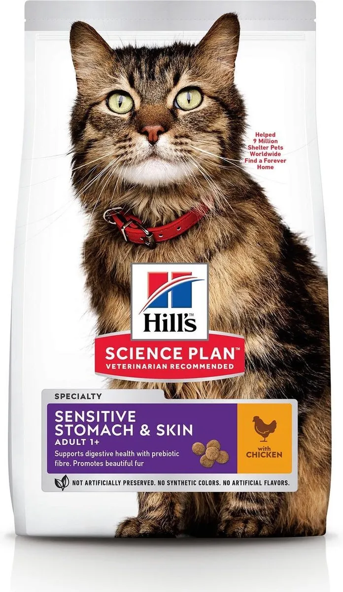 Hill's Science Plan Sensitive Stomach & Skin Kattenvoer Kip & Rijst 1,5kg