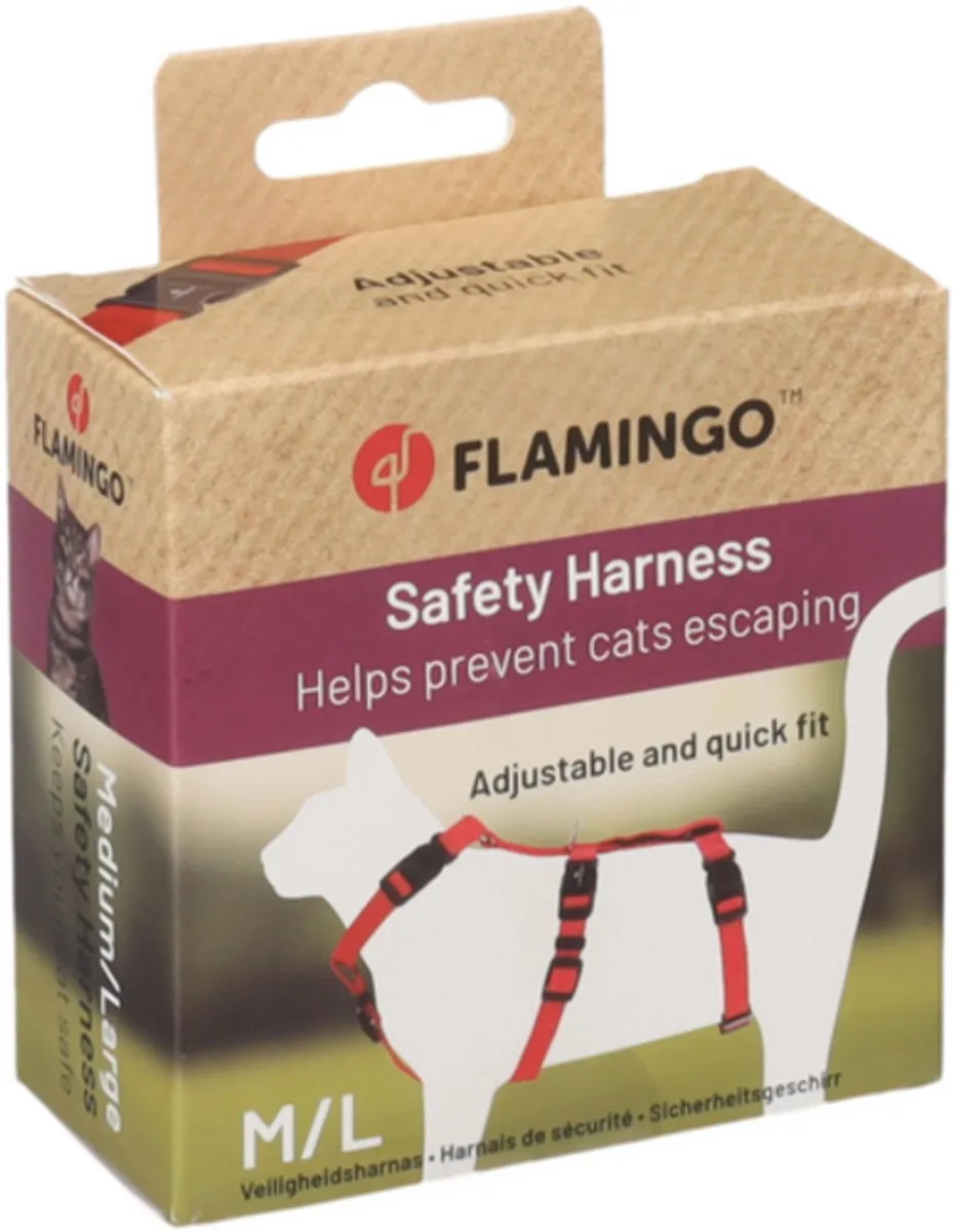 Flamingo Zera Kattenharnas - L - Rood
