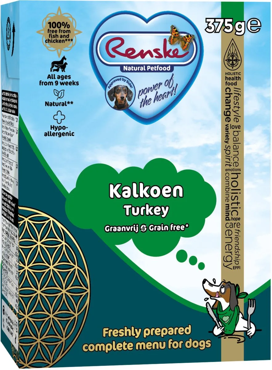 Renske Vers Graanvrij Hondenvoer Kalkoen 375g