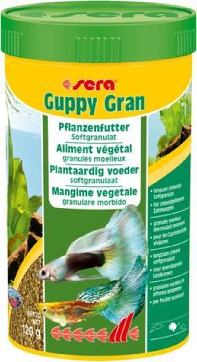 Sera Guppy Gran 250ml - Plantaardig Voer Kleine Vissen